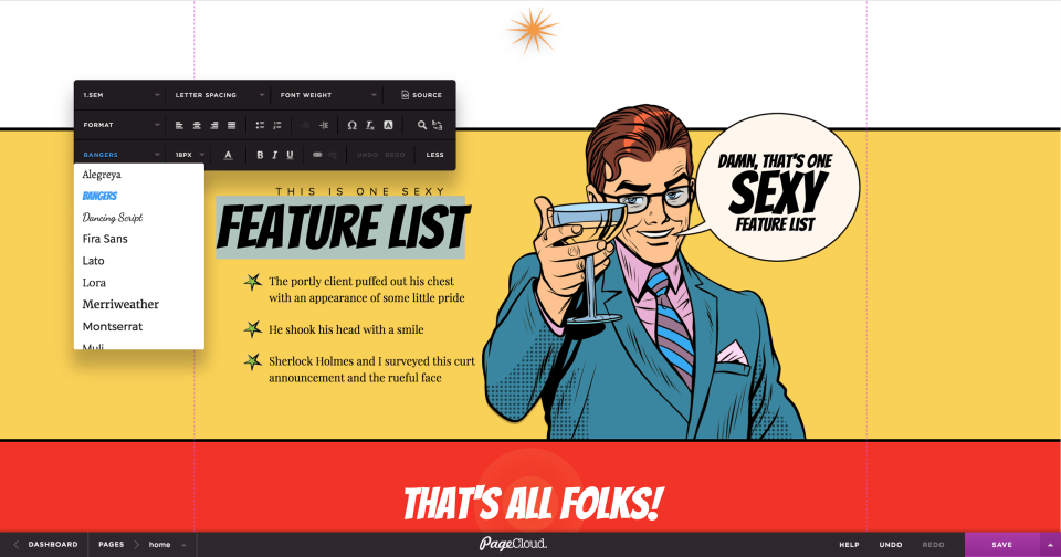 PageCloud offers over 2000 fonts which can be customized as needed