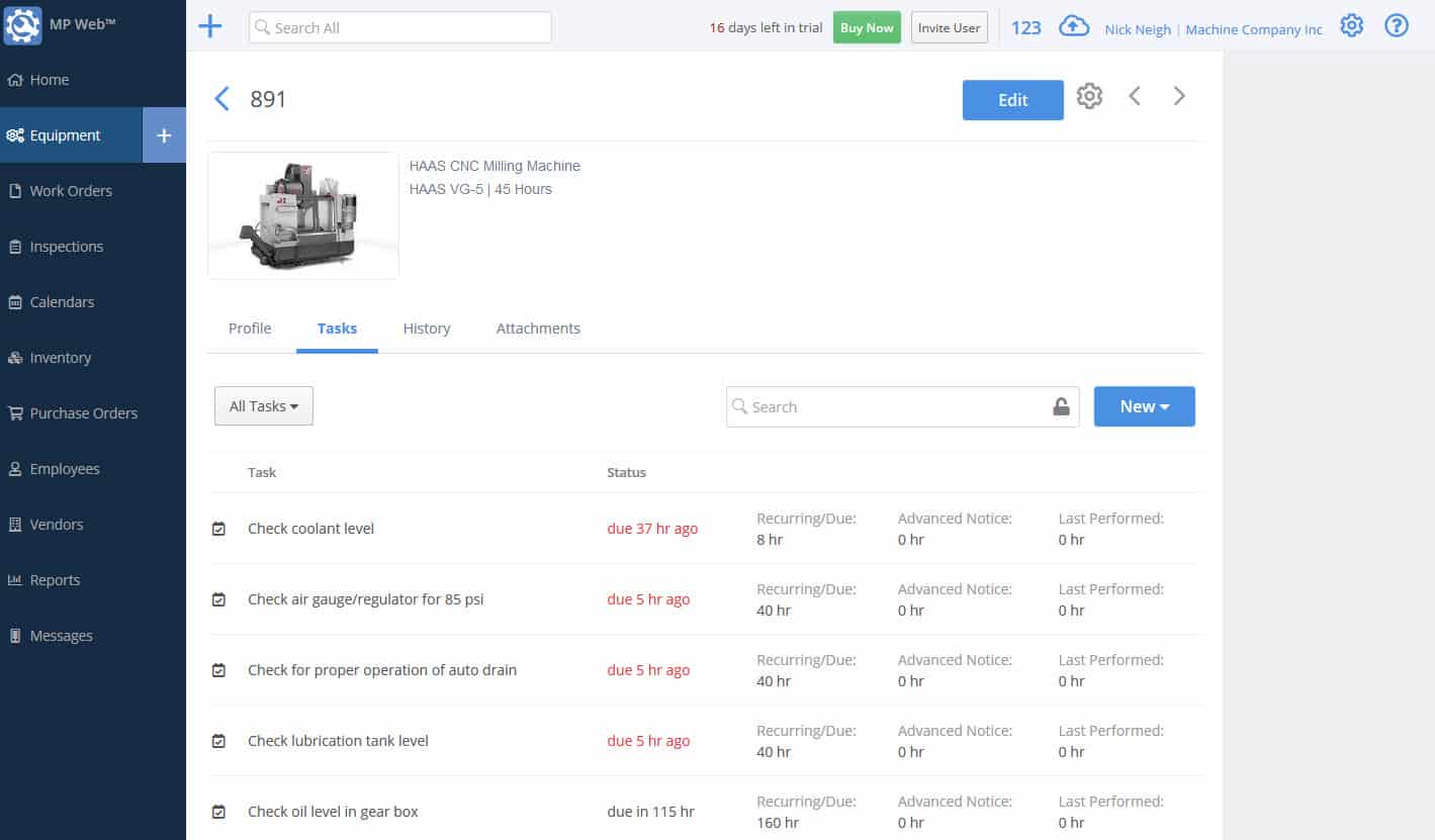 Maintenance Pro CMMS screenshot: Maintenance Pro CMMS task management