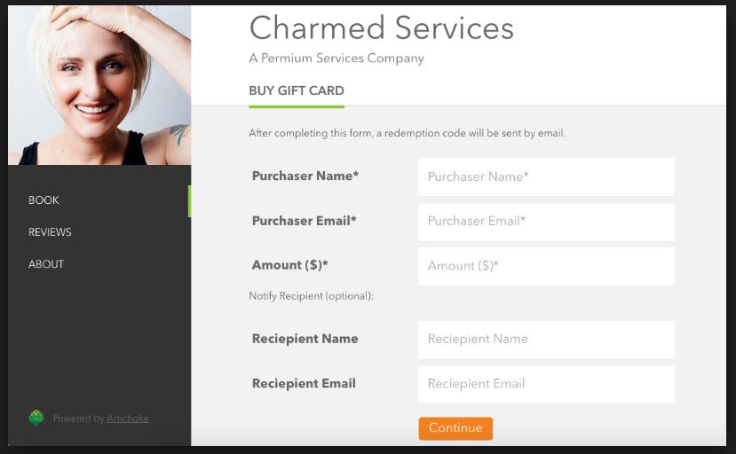 Online gift card forms