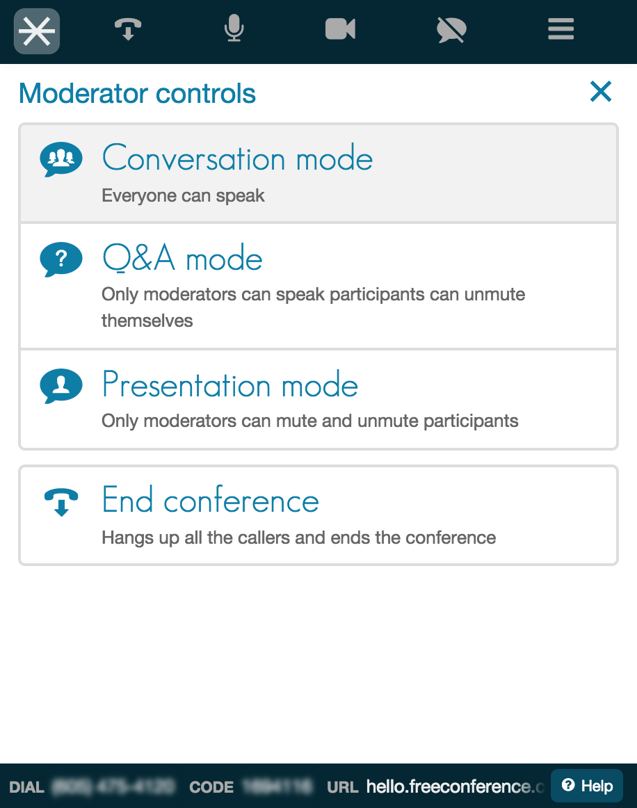 FreeConference moderator controls