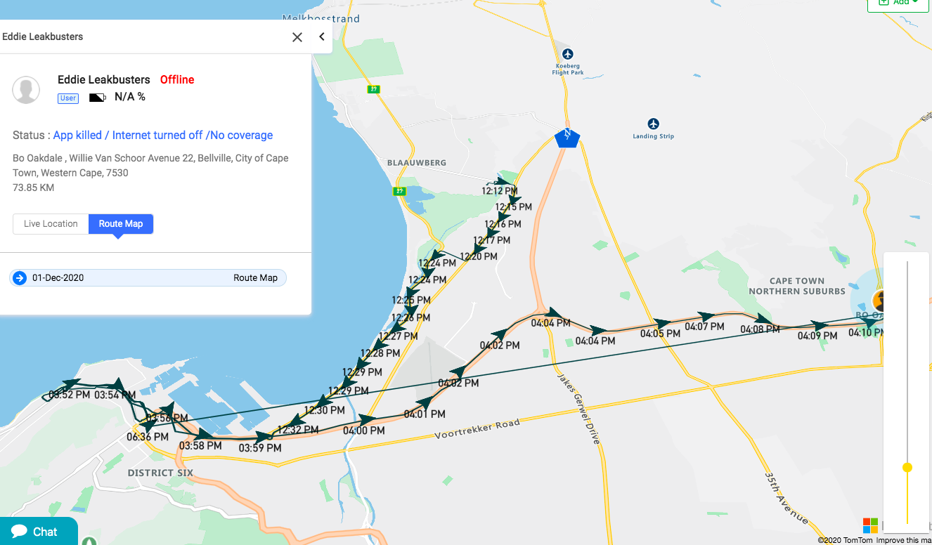 EyeOnTask Software - Track your fieldworker using Map