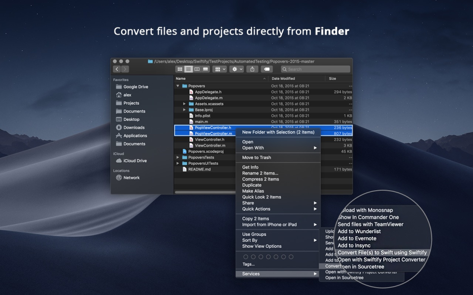 Swiftify conversion from finder