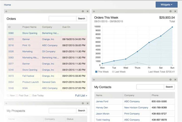 Ordant Software - Create a customized dashboard with drag & drop widgets and a powerful search engine