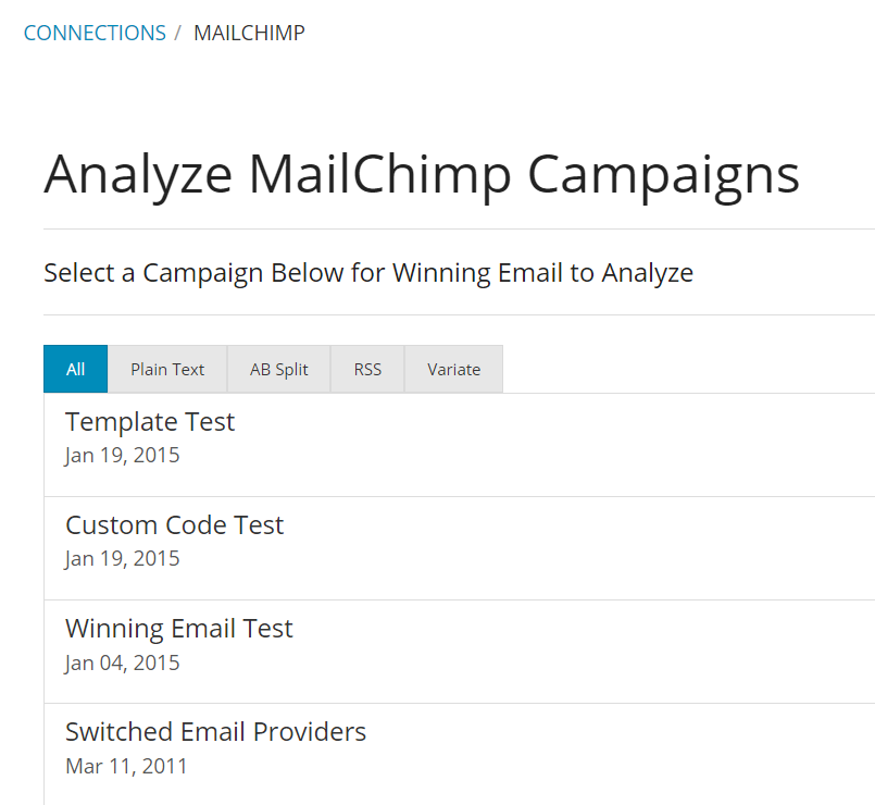 MailChimp analysis