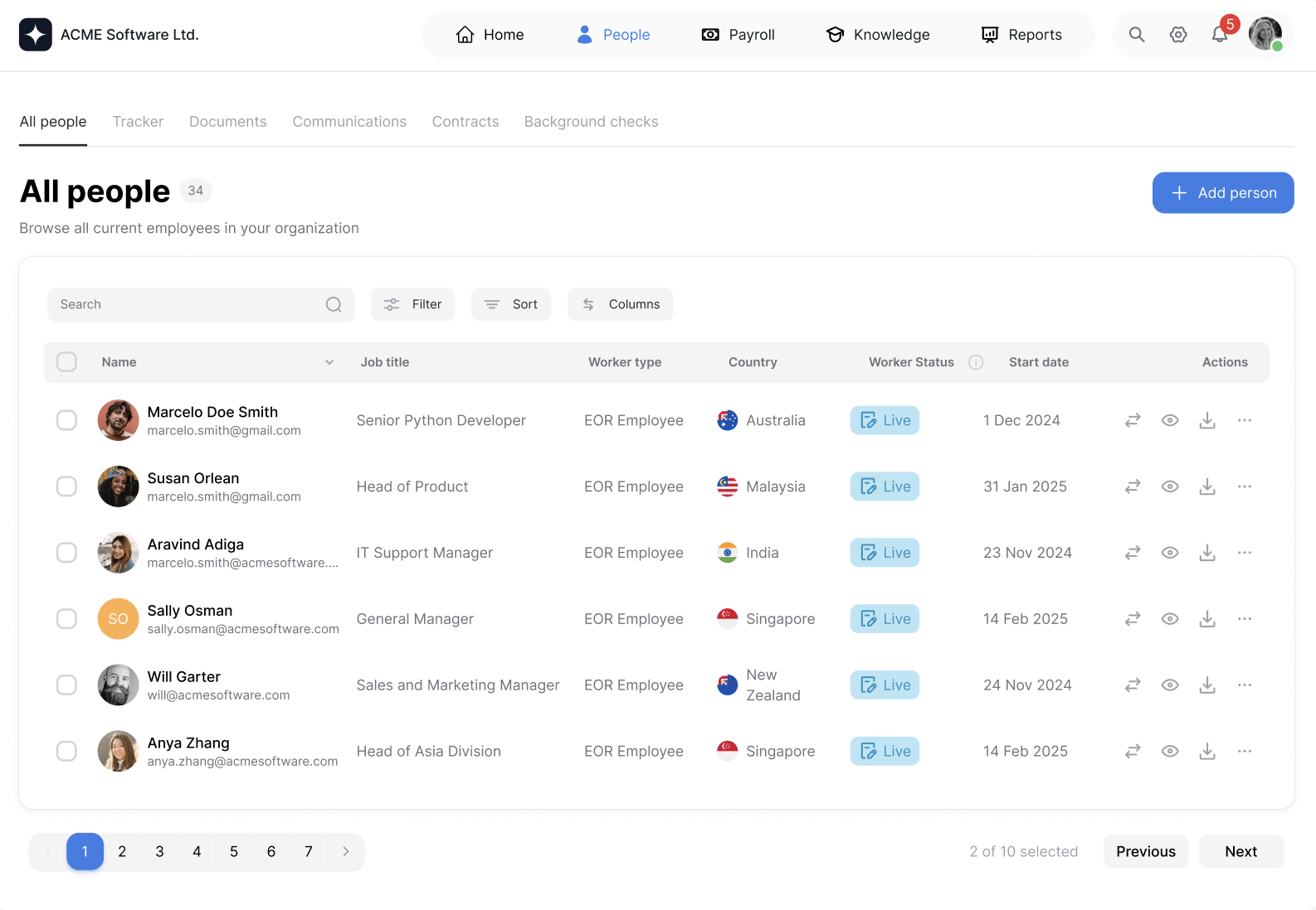 Team APAC screenshot: Team APAC People Directory