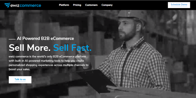 ewiz commerce screenshot: Sell more. Sell fast. Using our AI-powered sales and marketing tools.