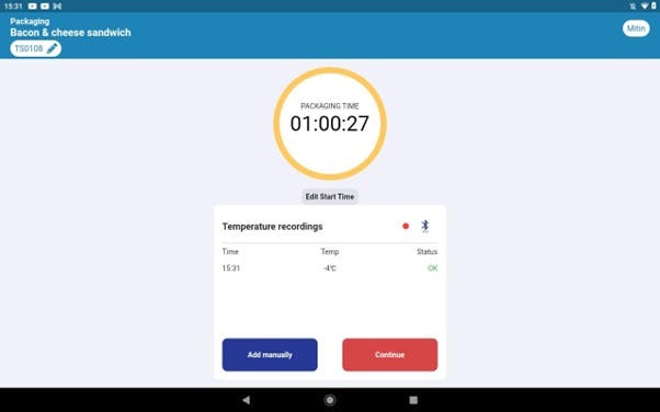 Food Guard Software - Packaging - If needed record time and temperatures . Complete Metal, X-Ray and Label checks also as part of this process.