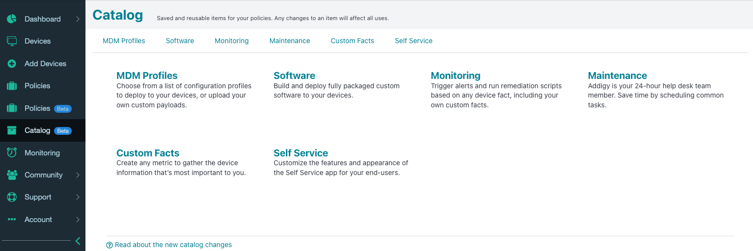 Addigy Software - Access maintenance tasks, custom facts, and more.
