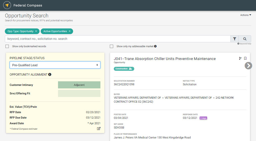 Federal Compass Software - Federal Compass search for opportunities