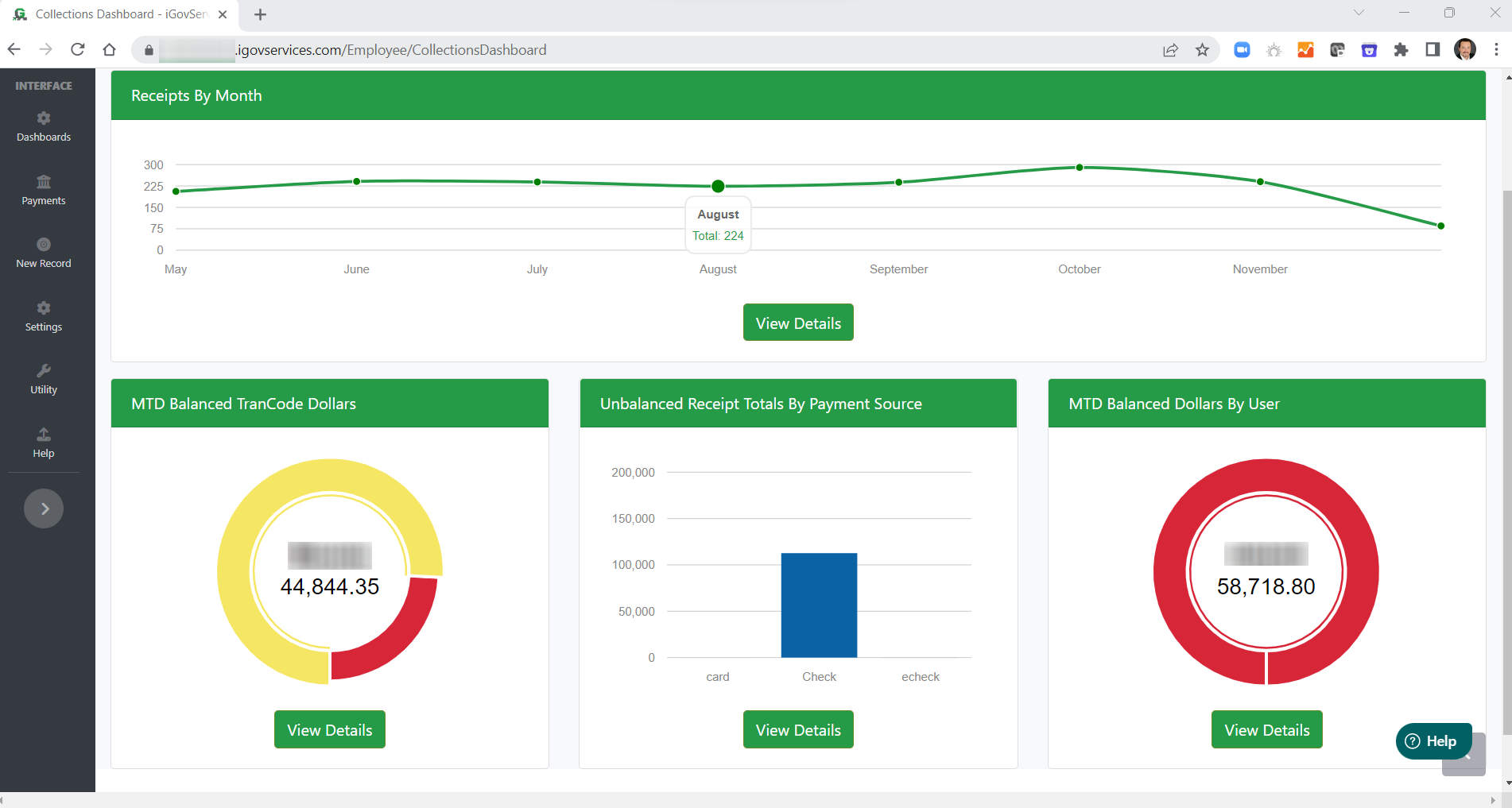 Monitor every dollar coming in through multiple entry points with iGovServices' Collections Dashboard. Access financial reports for current and prior fiscal years to make informed decisions.
