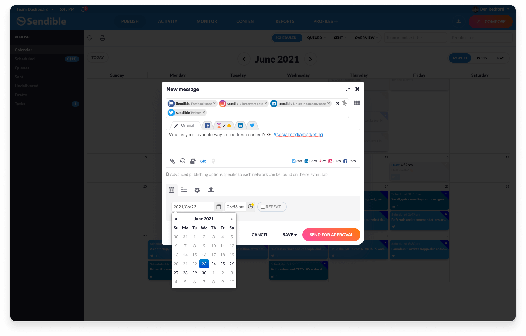 Sendible Software - Tailor your client's posts to each network with our Smart Posts feature. You can easily switch up the hashtags and emojis, and even change the attachments. All that to boost organic engagement.
