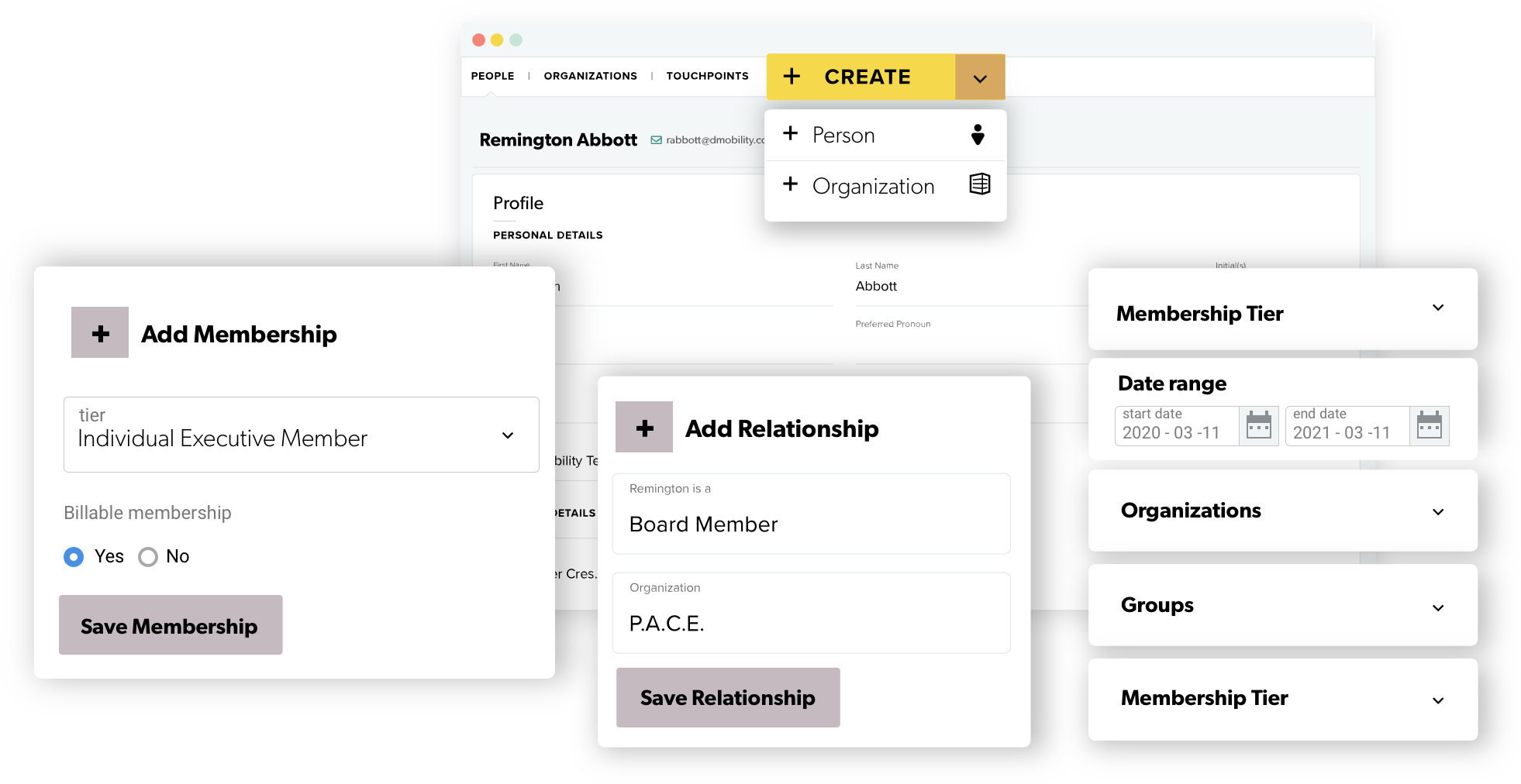 Adding a member is easy. During your onboarding, we set up what data points  you want to capture for each new member. Data points can be either mandatory or optional.
