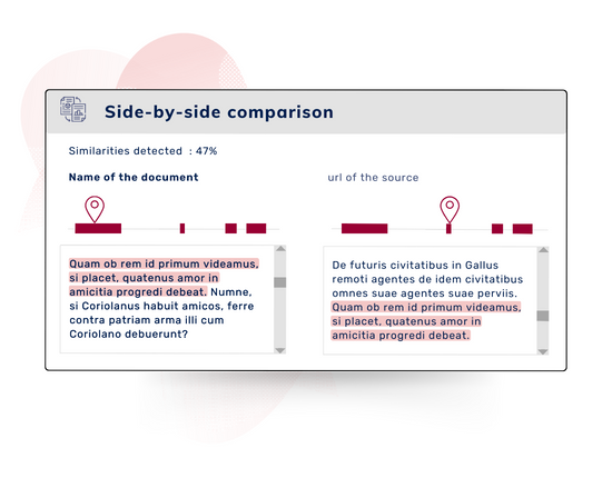 Compilatio Software - Side-by-side comparison of similarities