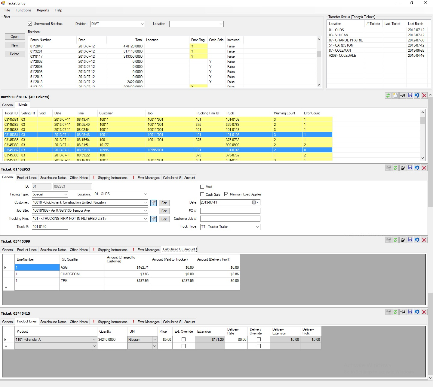 Compass screenshot: Review and correct large batches of delivery tickets.