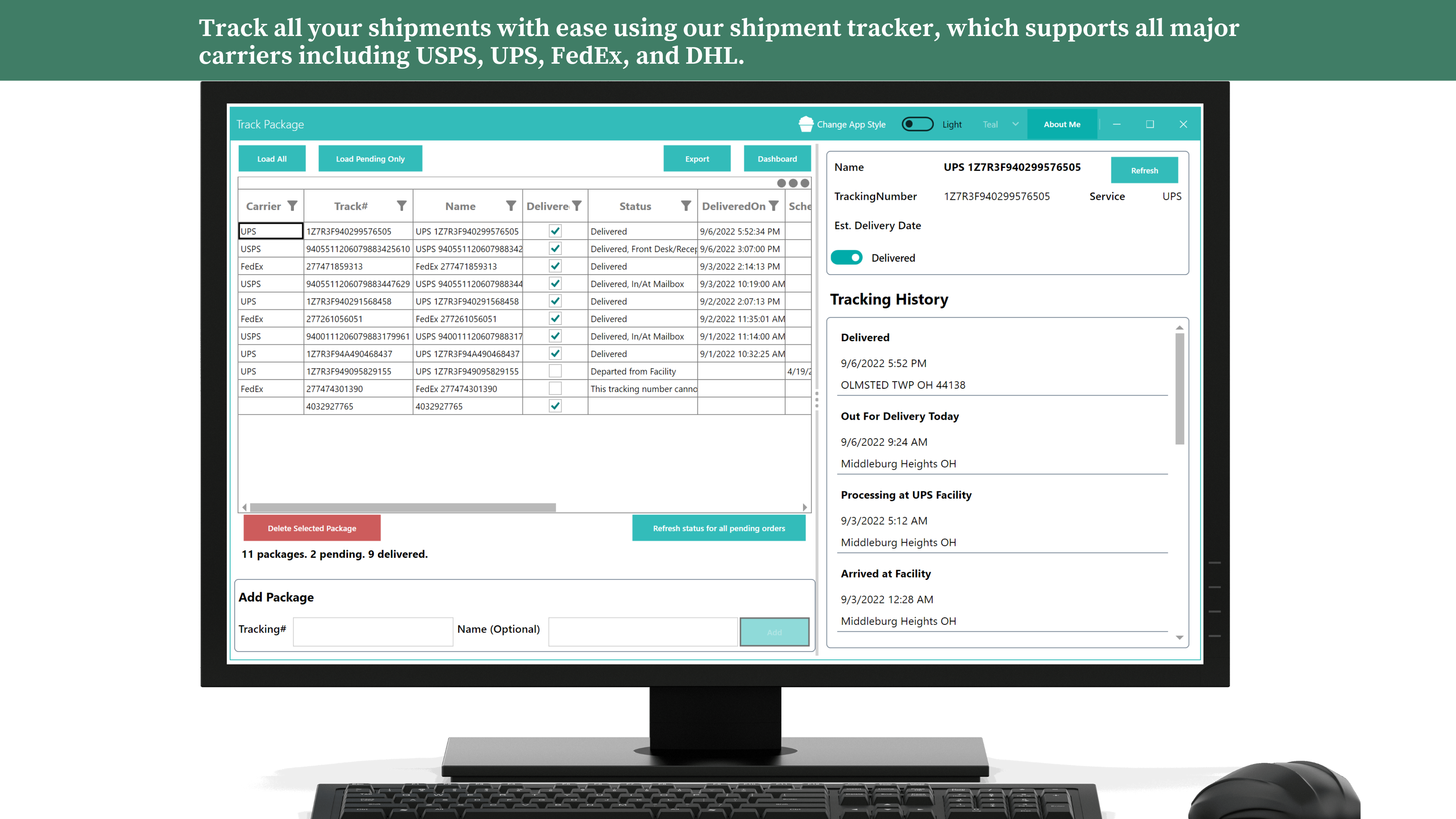 Track all shipments in one place