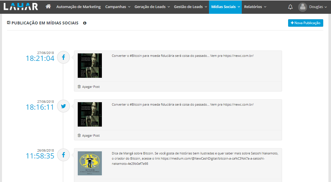 LAHAR screenshot: LAHAR social media handles
