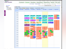 YourVirtuoso Software - Class calendar is color-coded and filterable by teacher, location or curriculum