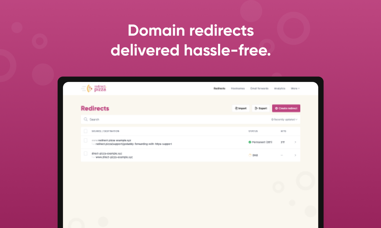 Domain redirects delivered hassle-free.