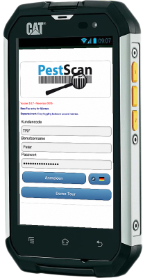 PestScan screenshot: PestScan is an online digital logbook solution for pest controllers and field technicians that automatically processes inspection data entered during surveys