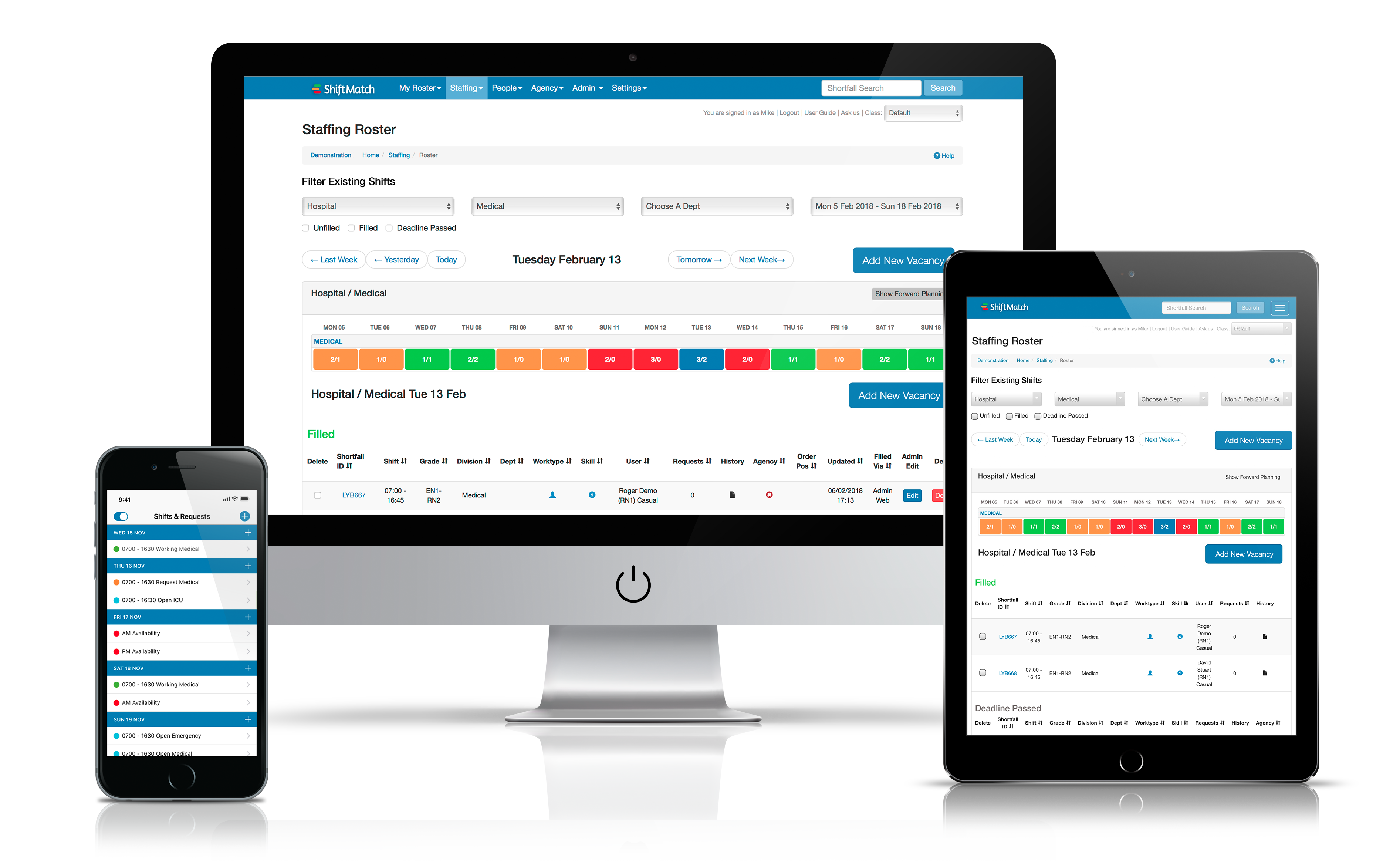 ShiftMatch screenshot: ShiftMatch Responsive Interface