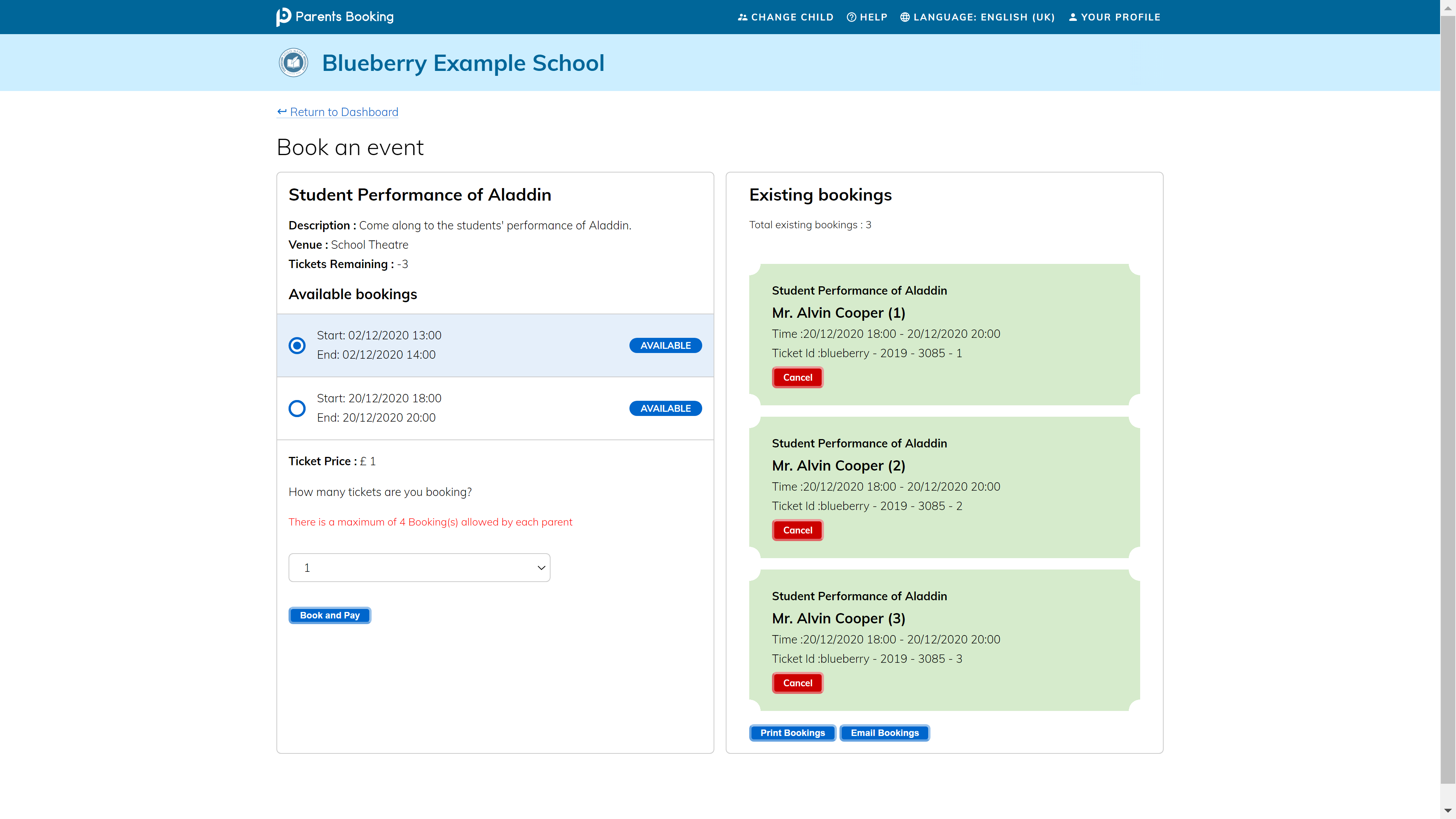 Parents Booking Logiciel - 4