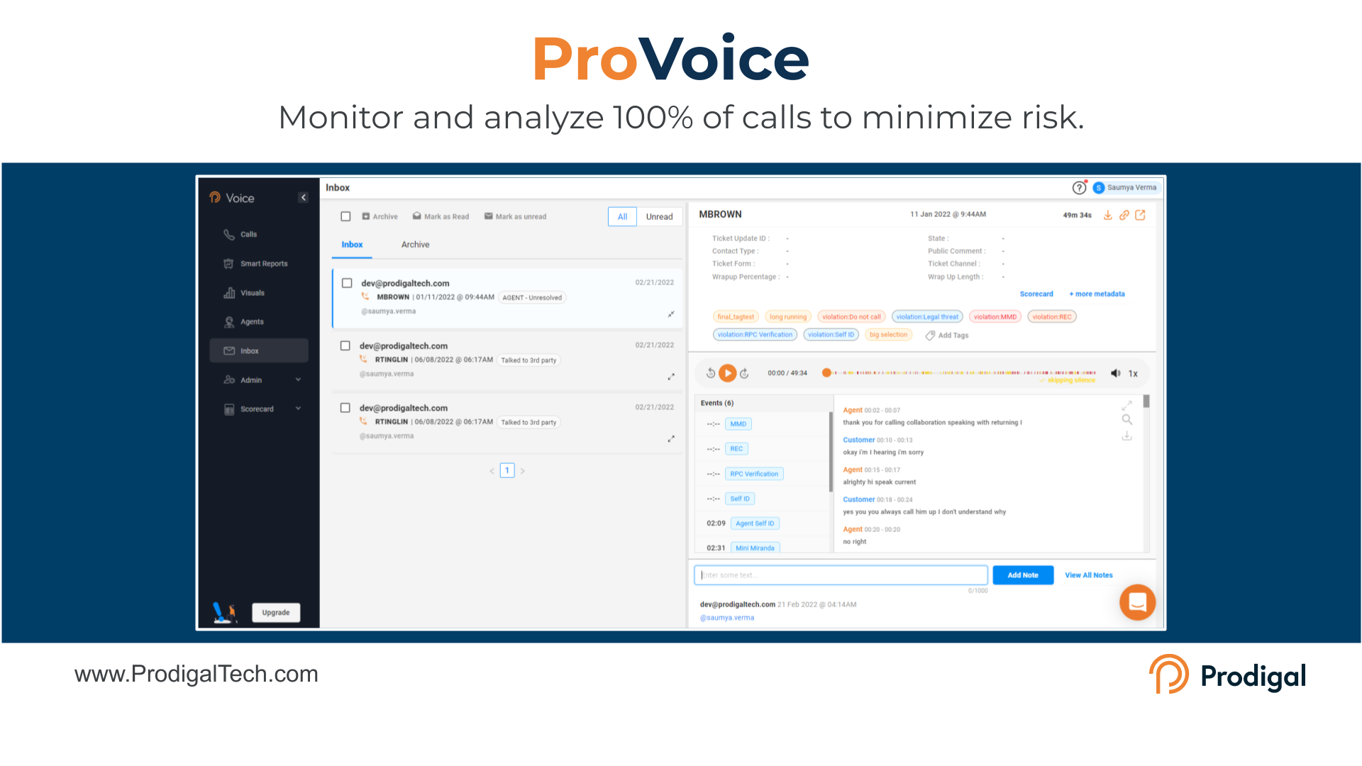 ProVoice analyzes and scores 100% of calls, slashing risk and supercharging QA effectiveness.