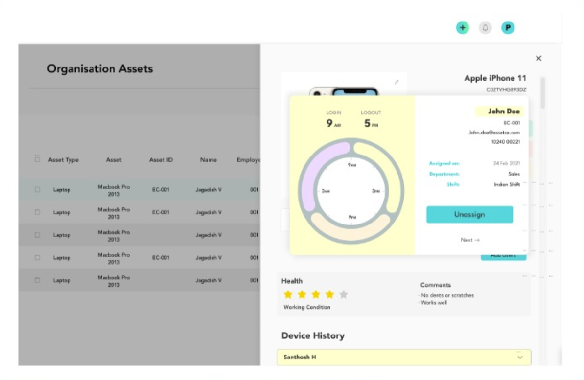Assetze screenshot: Assetze organizational assets