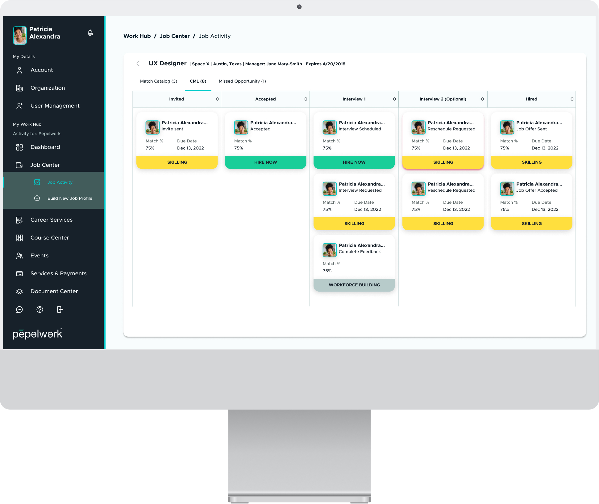 pepelwerk Software - Streamline hiring with AI-driven job matching. Track candidates through each hiring stage—invited, accepted, interviews and hired—ensuring faster decision-making and a more efficient recruitment process. - thumbnail