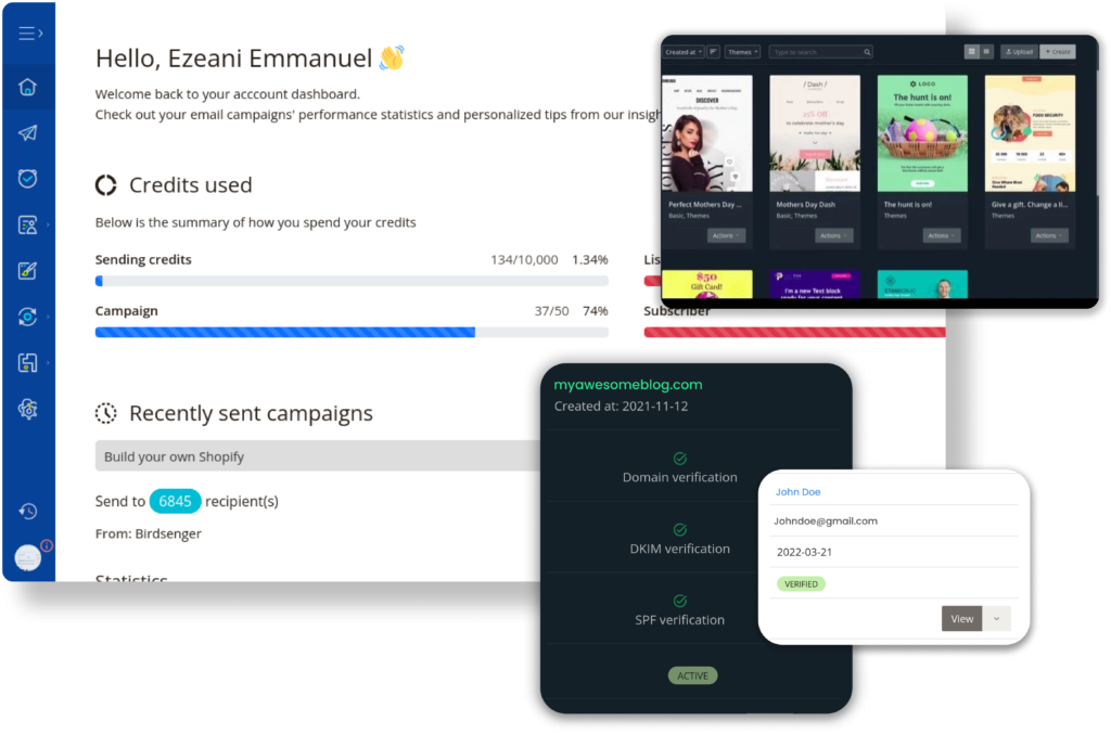 Birdsenger screenshot: Email automation