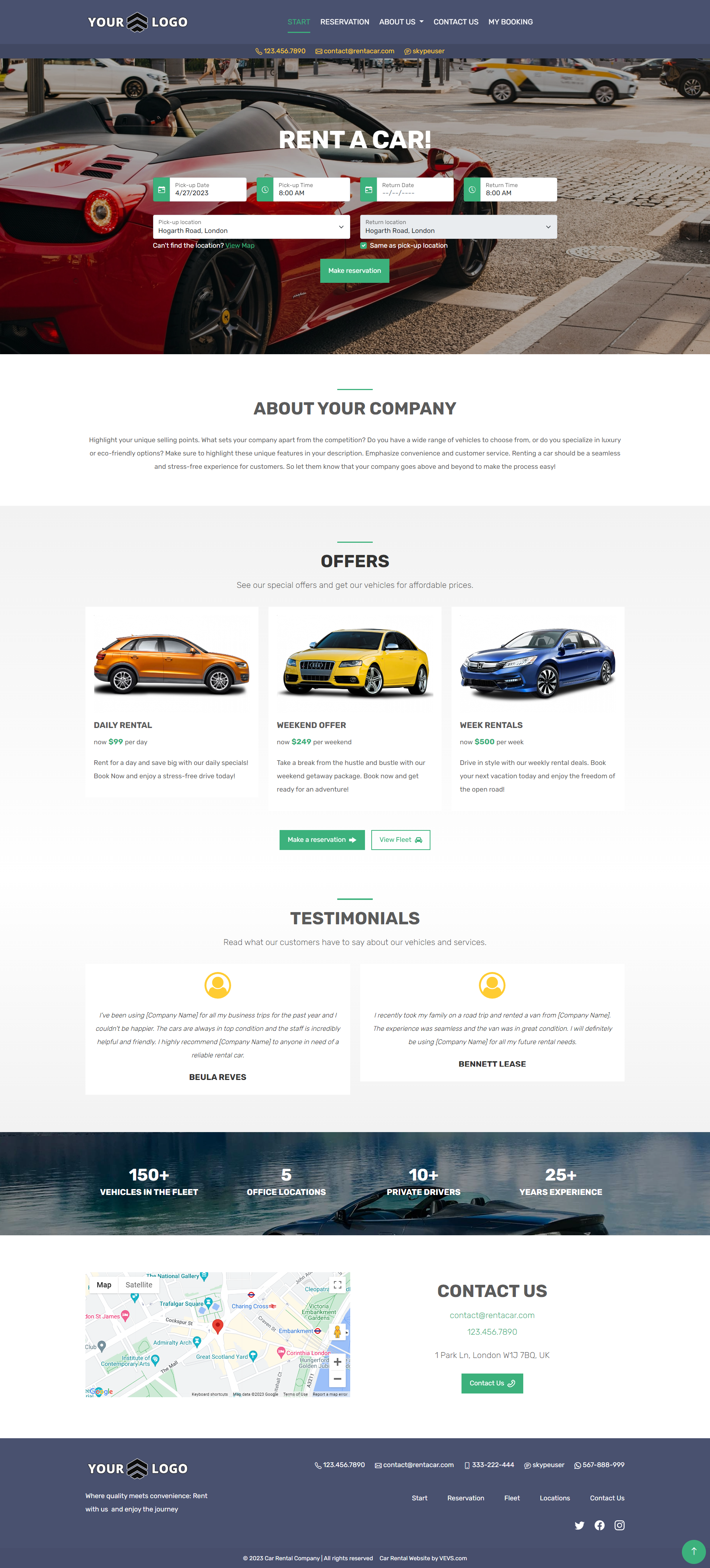 VEVS Business Software & Website - Car Rental Software - Website Template