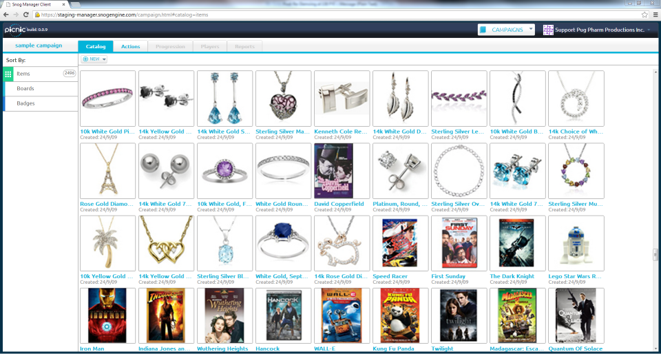Create and manage a catalog of virtual goods for gamification prizes