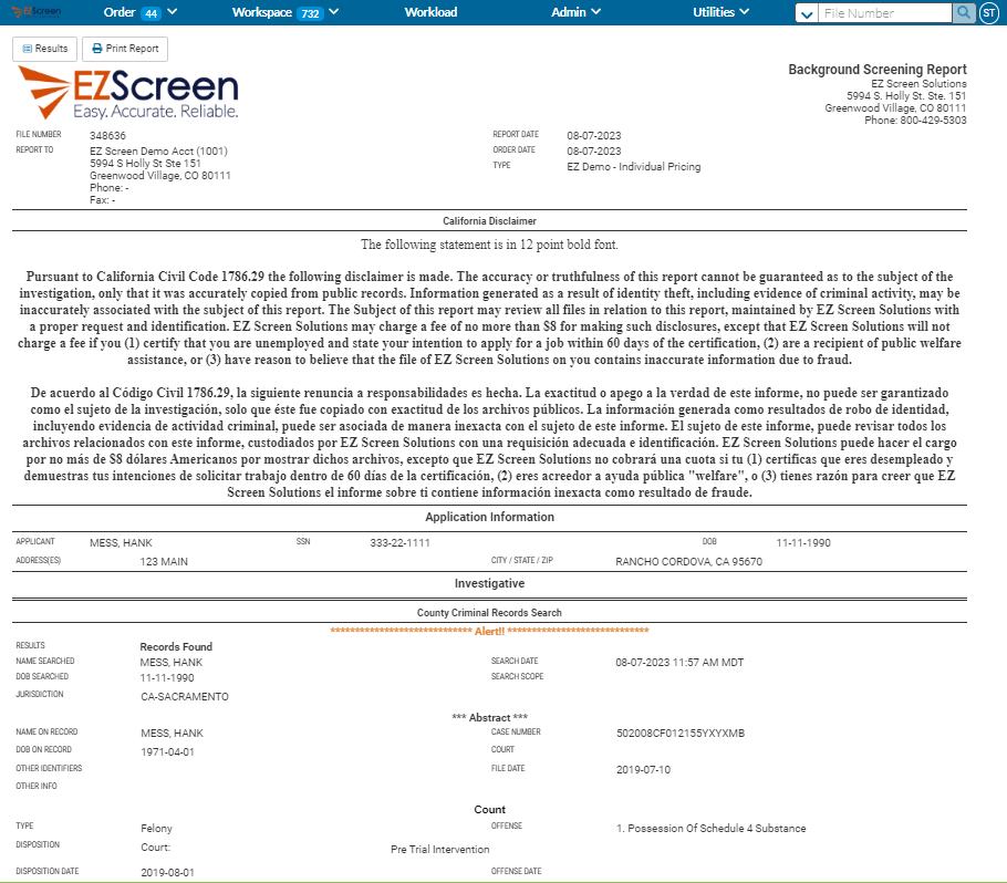 EZ Screen Software - View the report by clicking 'View' and toggle back and forth from the Report Results page to the actual report. Make your hiring decision and move on! That is how simple the process is from start to finish!