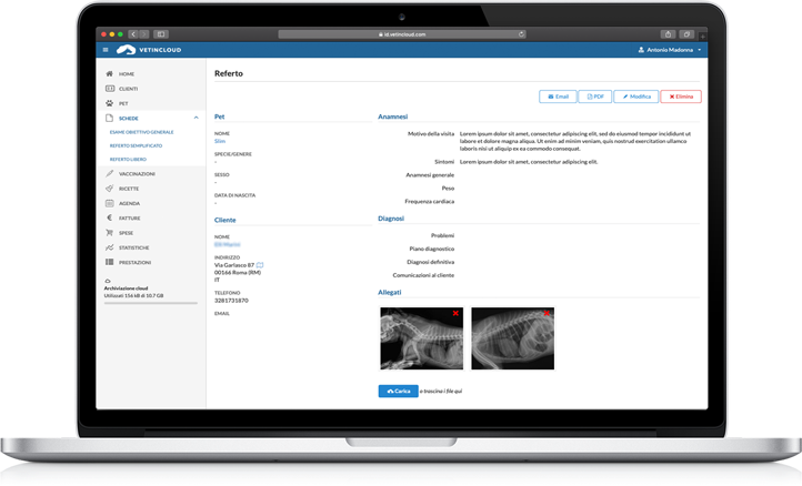 Vetincloud screenshot: Vetincloud health record