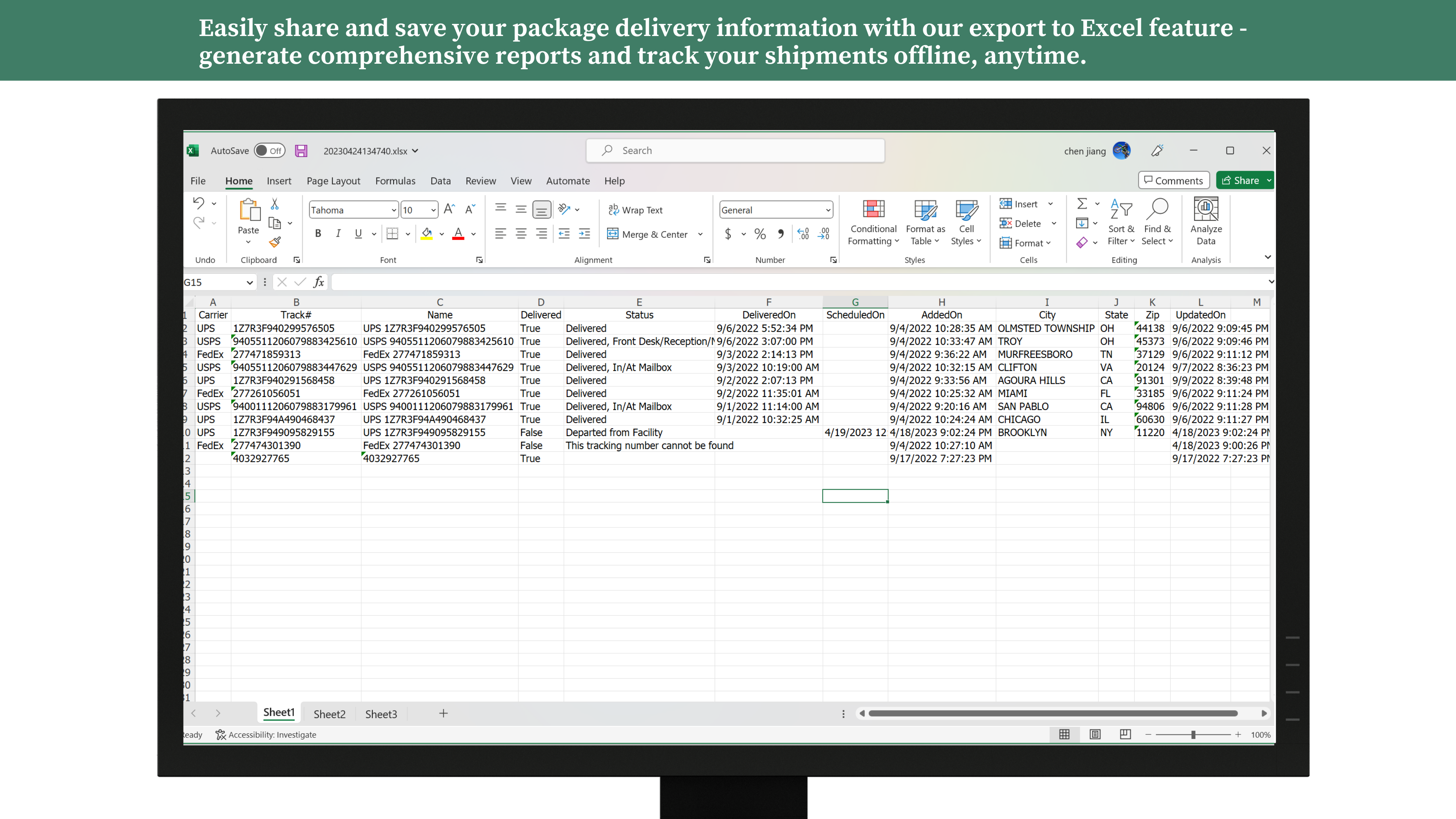 Smart Package Tracker Software - Export to Excel