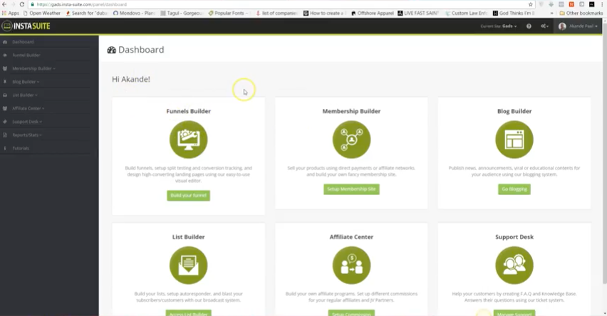 InstaSuite  screenshot: Dashboard