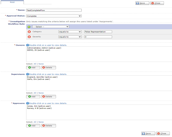 Here you can see an overview of how a workflow is set up. Certain users can be assigned to certain types of reports. Maybe one user gets only reports from certain locations or one user gets only high severity reports, etc.-thumb