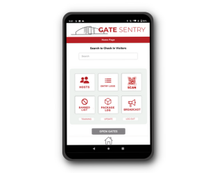 Gate Sentry — The tablet consolidates all guard activities into one unified platform. Guards can search for visitors using various criteria, such as resident names, addresses, vendor names, or license plate numbers. 
