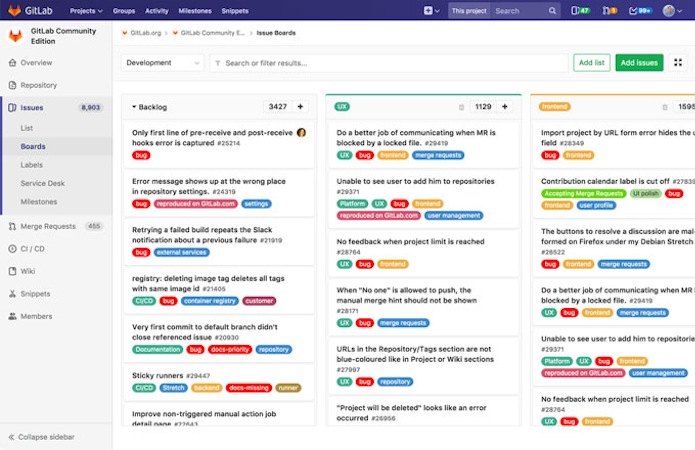 GitLab screenshot: Visualize, prioritize, coordinate, and track progress with GitLab’s flexible project management tools
