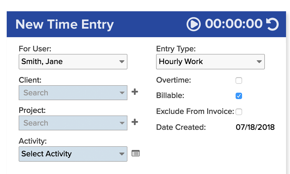 Bill4Time screenshot: Bill4Time time tracking