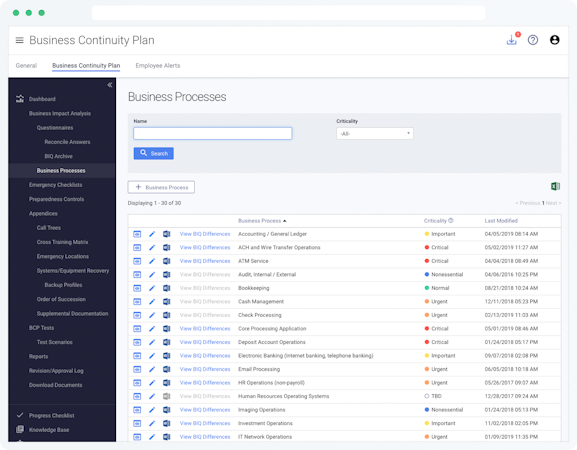 Tandem Software screenshot: Tandem Business Continuity Planning Software