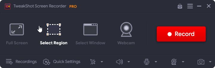 TweakShot Screen Recorder Software - Record Selected Region
