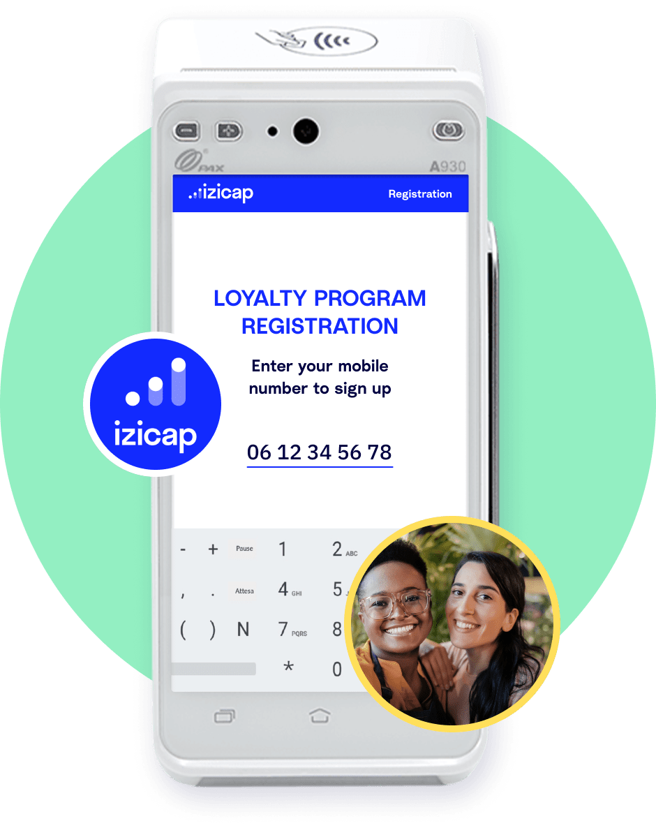 Izicap helps you leverage your card payment terminal to build a GDPR compliant customer directory and enroll customers into your loyalty program. By simply providing their phone number, customers can easily opt-in to the loyalty program.