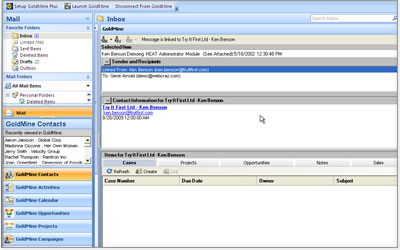 GoldMine Premium Edition Software - Microsoft Outlook Integration