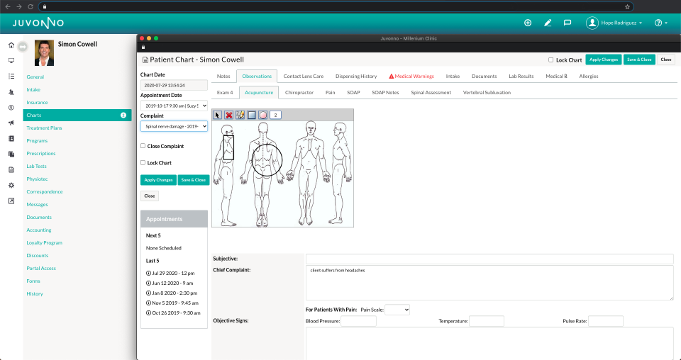 Juvonno patient chart