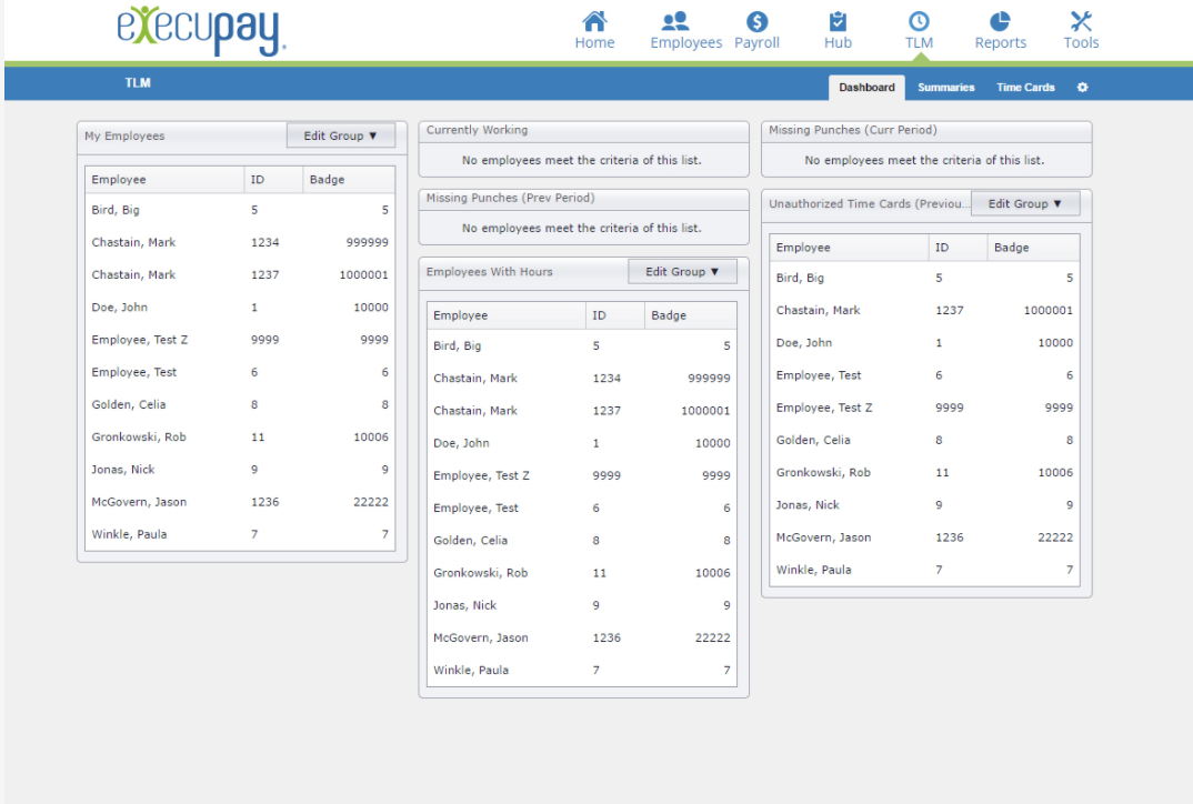 Execupay time and labor management