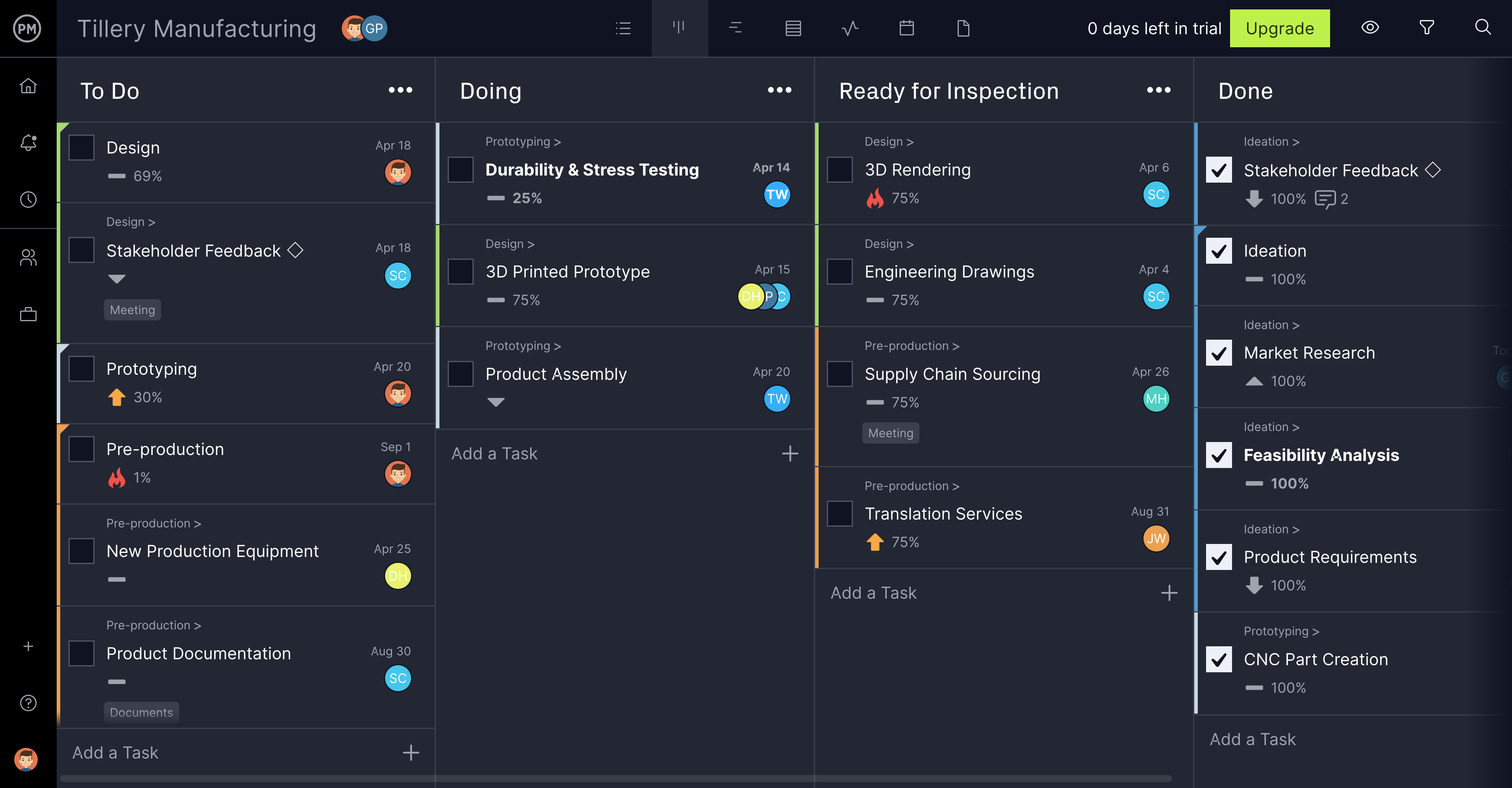 ProjectManager.com Software - The Board view helps teams tailor workflows for their specific needs, pinpoint bottlenecks in production cycles and more.