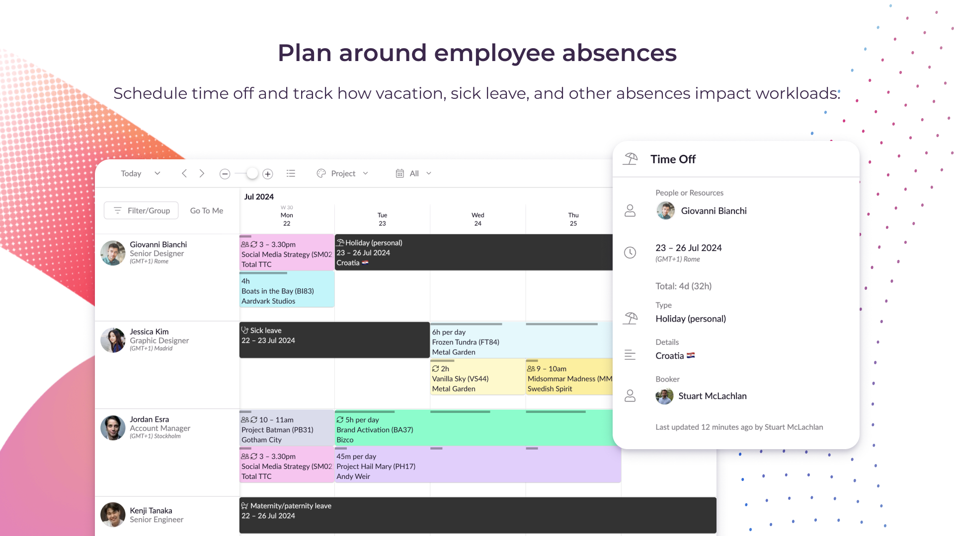 Resource Guru Software - Plan around employee absences
