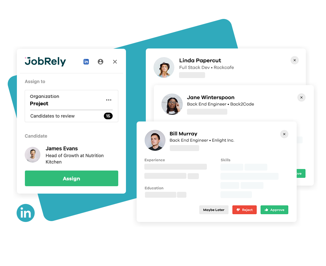 jobRely screenshot: Build a list of qualified candidates for precise targeting
