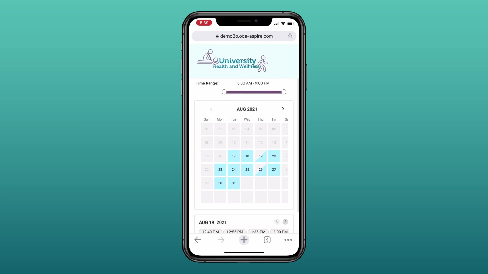 OCA Aspire online booking allows your patients to book one or multiple appointments quickly and easily by selecting the time and date range that works for them. Patients and health professionals alike have ranked this feature among their favourites.