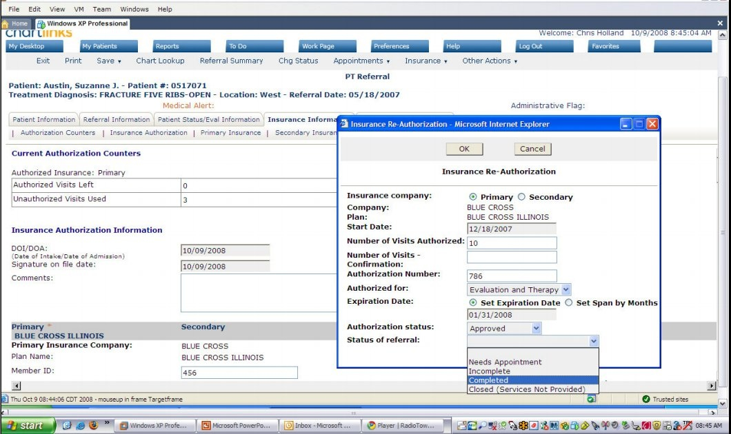 Chart Links Software - Insurance ReAuthorization